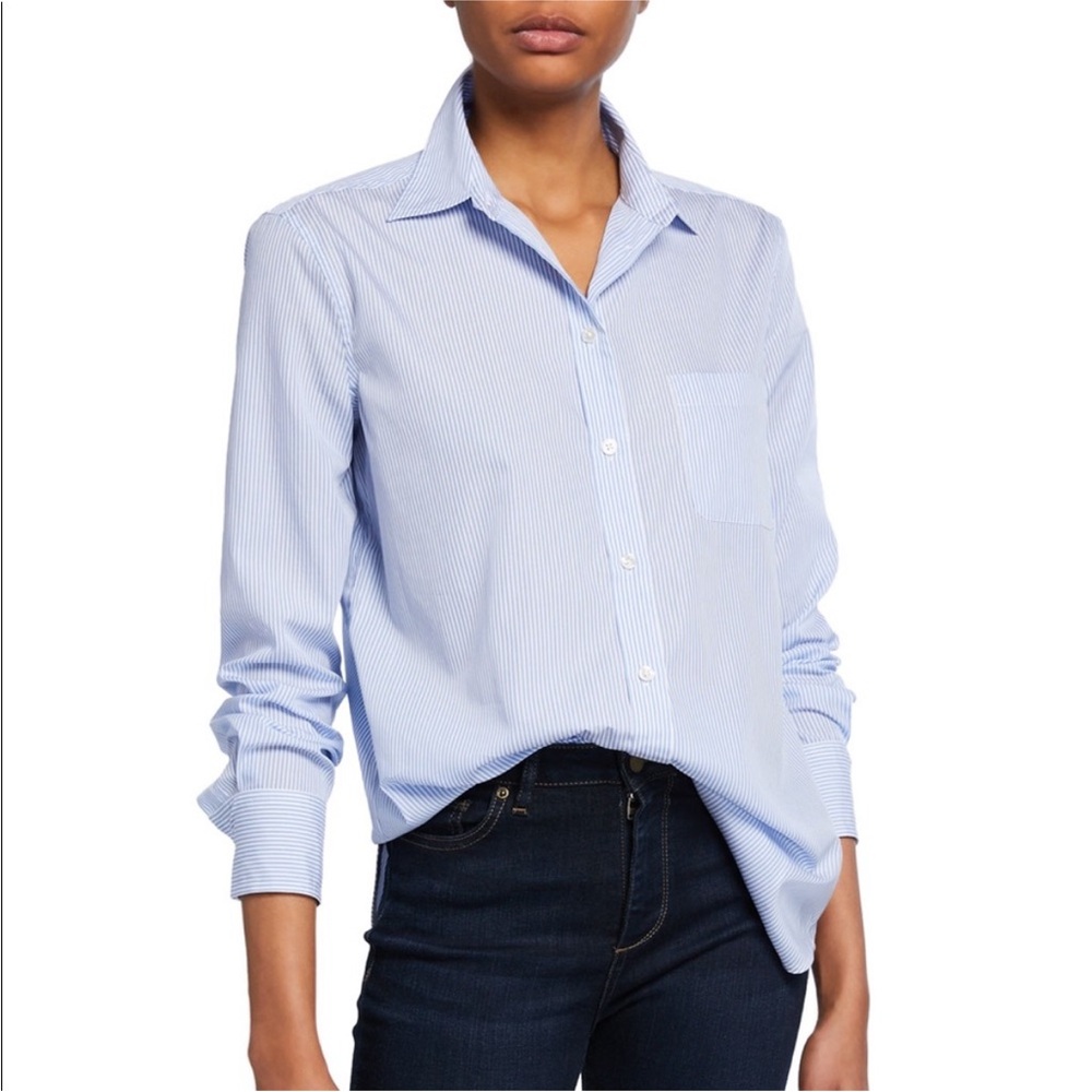 Equipment Kenton Button Down Shirt in Blue and White Pinstripe